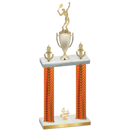 Double Orange Carbon Fiber Fourth Place Tennis Trophy