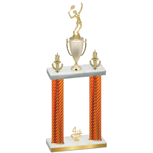 Double Orange Carbon Fiber Fourth Place Tennis Trophy