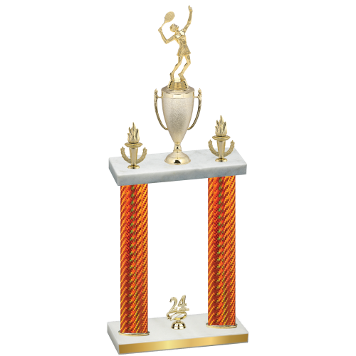 Double Orange Carbon Fiber Year Tennis Trophy