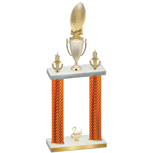 Double Orange Carbon Fiber Second Place Football Trophy