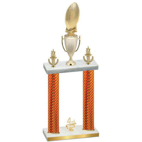 Double Orange Carbon Fiber Fourth Place Football Trophy