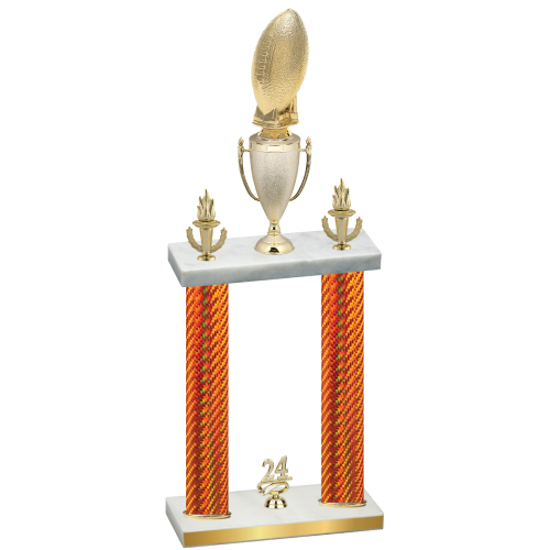 Double Orange Carbon Fiber Year Football Trophy