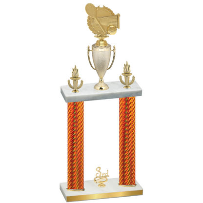 Double Orange Carbon Fiber Third Place Tennis Trophy