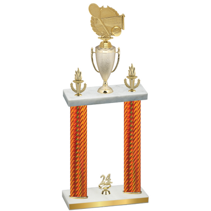 Double Orange Carbon Fiber Year Tennis Trophy