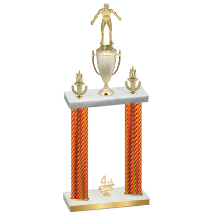Double Orange Carbon Fiber Fourth Place Wrestling Trophy