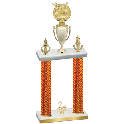 Double Orange Carbon Fiber Second Place Bowling Trophy