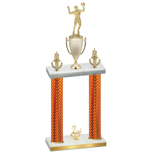 Double Orange Carbon Fiber Second Place Volleyball Trophy