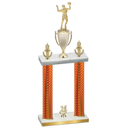 Double Orange Carbon Fiber Year Volleyball Trophy
