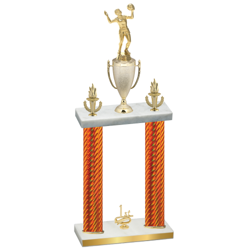 Double Orange Carbon Fiber First Place Volleyball Trophy