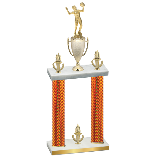 Double Orange Carbon Fiber Victory Volleyball Trophy