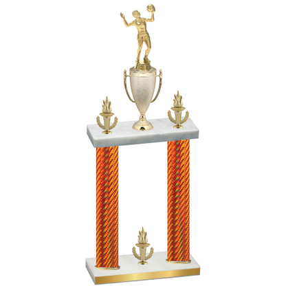 Double Orange Carbon Fiber Victory Volleyball Trophy