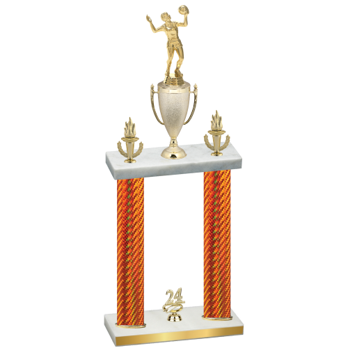 Double Orange Carbon Fiber Year Volleyball Trophy