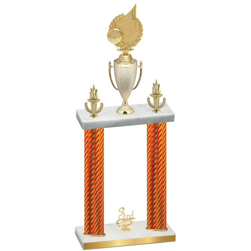 Double Orange Carbon Fiber Third Place Volleyball Trophy