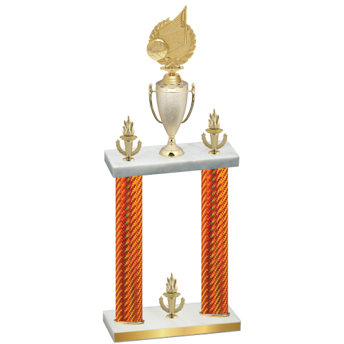 Double Orange Carbon Fiber Victory Volleyball Trophy