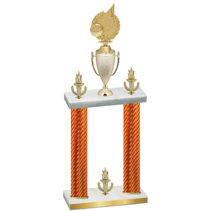 Double Orange Carbon Fiber Victory Volleyball Trophy