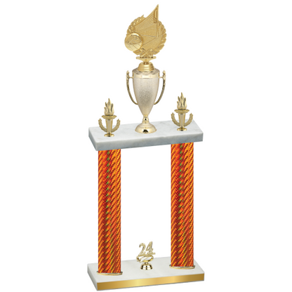 Double Orange Carbon Fiber Year Volleyball Trophy
