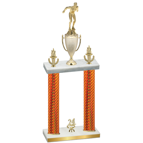 Double Orange Carbon Fiber Year Swimming Trophy