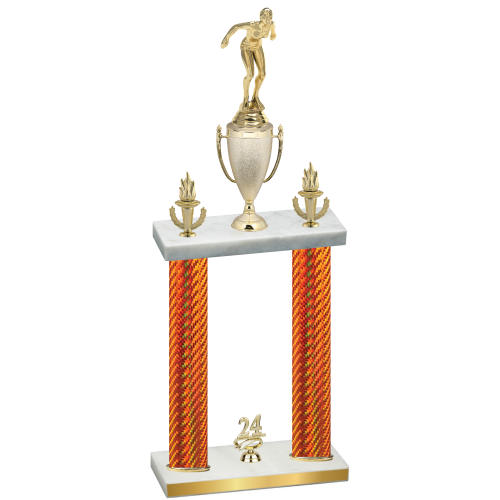 Double Orange Carbon Fiber Year Tennis Trophy