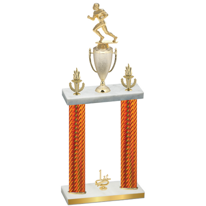 Double Orange Carbon Fiber First Place Football Trophy