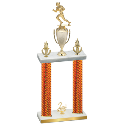 Double Orange Carbon Fiber Second Place Football Trophy