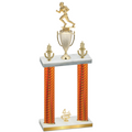Double Orange Carbon Fiber Fourth Place Football Trophy