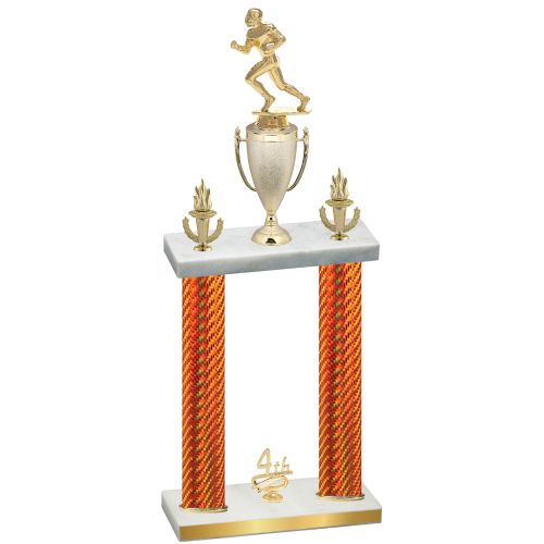 Double Orange Carbon Fiber Fourth Place Football Trophy