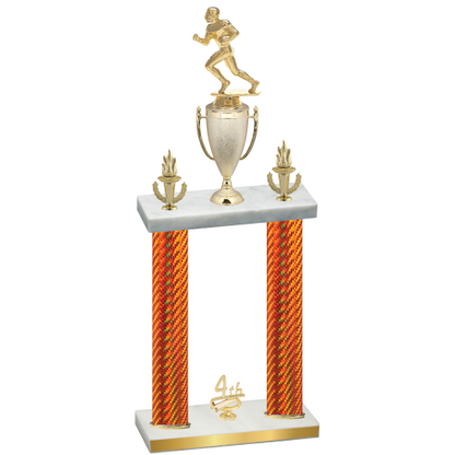 Double Orange Carbon Fiber Fourth Place Football Trophy