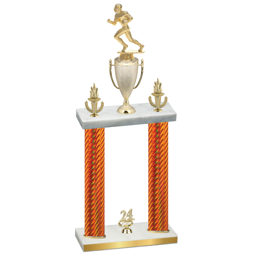 Double Orange Carbon Fiber Year Football Trophy