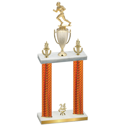 Double Orange Carbon Fiber Year Football Trophy