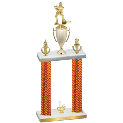 Double Orange Carbon Fiber First Place Hockey Trophy