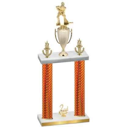 Double Orange Carbon Fiber Second Place Hockey Trophy