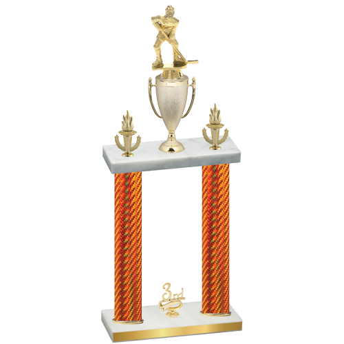 Double Orange Carbon Fiber Third Place Hockey Trophy
