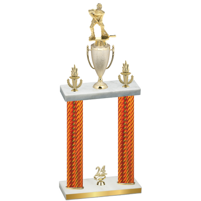 Double Orange Carbon Fiber Year Hockey Trophy