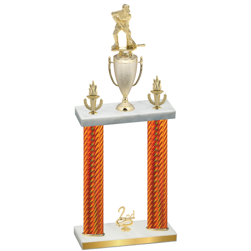 Double Orange Carbon Fiber Second Place Hockey Trophy
