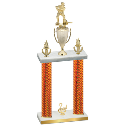 Double Orange Carbon Fiber Second Place Hockey Trophy
