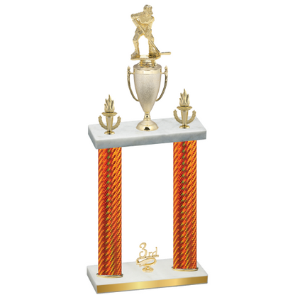 Double Orange Carbon Fiber Third Place Hockey Trophy