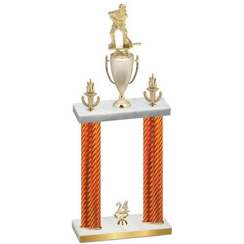 Double Orange Carbon Fiber Year Hockey Trophy