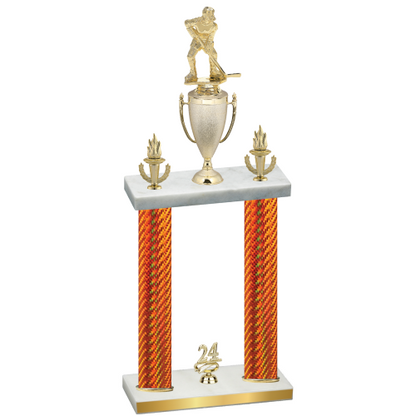 Double Orange Carbon Fiber Year Hockey Trophy