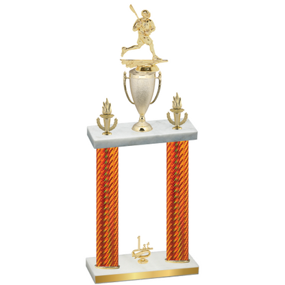 Double Orange Carbon Fiber First Place Lacrosse Trophy