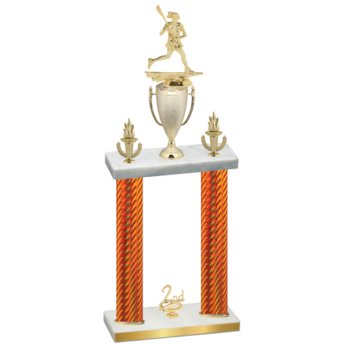 Double Orange Carbon Fiber Second Place Lacrosse Trophy