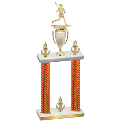 Double Orange Carbon Fiber Victory Lacrosse Trophy