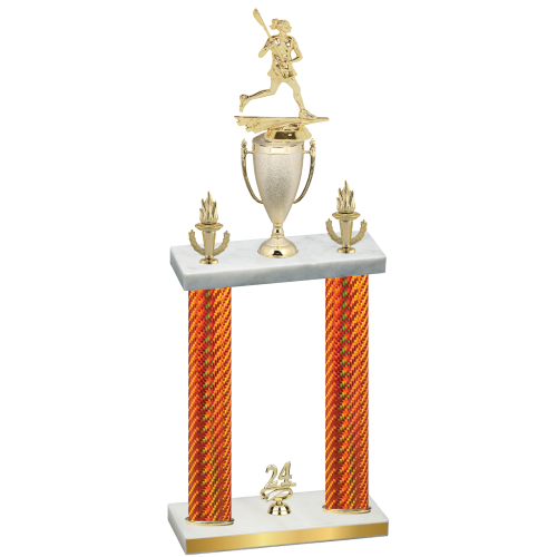 Double Orange Carbon Fiber Year Lacrosse Trophy