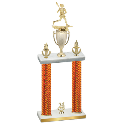 Double Orange Carbon Fiber Year Lacrosse Trophy