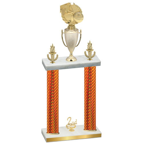 Double Orange Carbon Fiber Second Place Basketball Trophy
