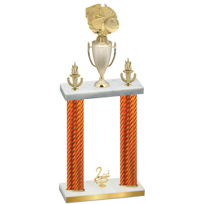 Double Orange Carbon Fiber Second Place Basketball Trophy
