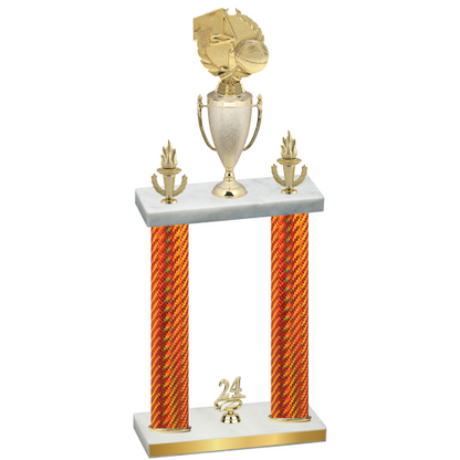 Double Orange Carbon Fiber Year Basketball Trophy