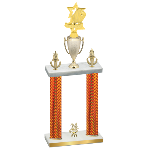 Double Orange Carbon Fiber Year Pickleball Trophy