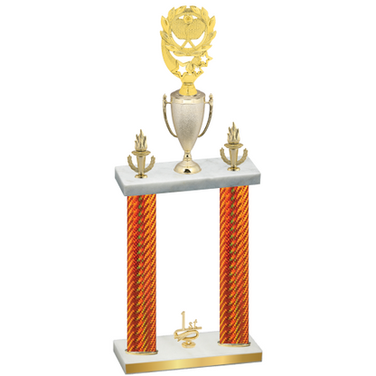 Double Orange Carbon Fiber First Place Pickleball Trophy