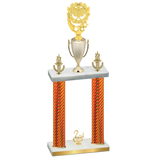 Double Orange Carbon Fiber Second Place Pickleball Trophy