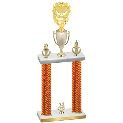 Double Orange Carbon Fiber Year Pickleball Trophy